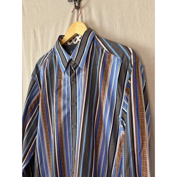 Robert Graham Men Quiet Luxury Designer Striped Button Down Shirt Size XL Office - Picture 1 of 10